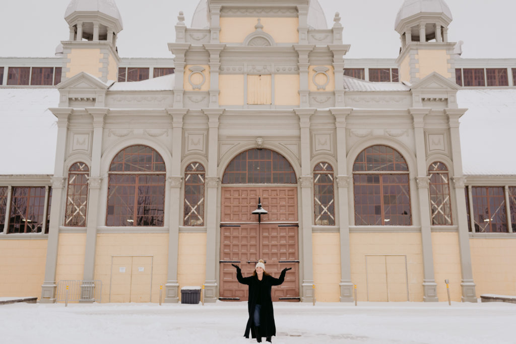 Daria Kark outside the Aberdeen Pavilion in the winter time