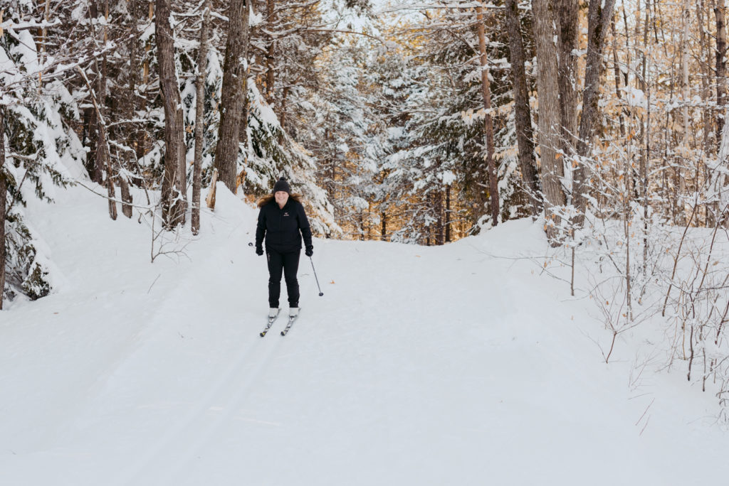 real estate agent cross country skiing in gatineau park