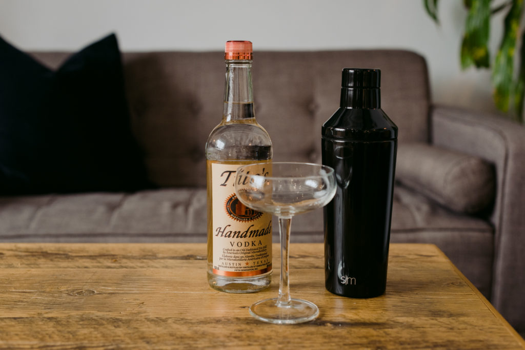 Martini shaker on a wooden table