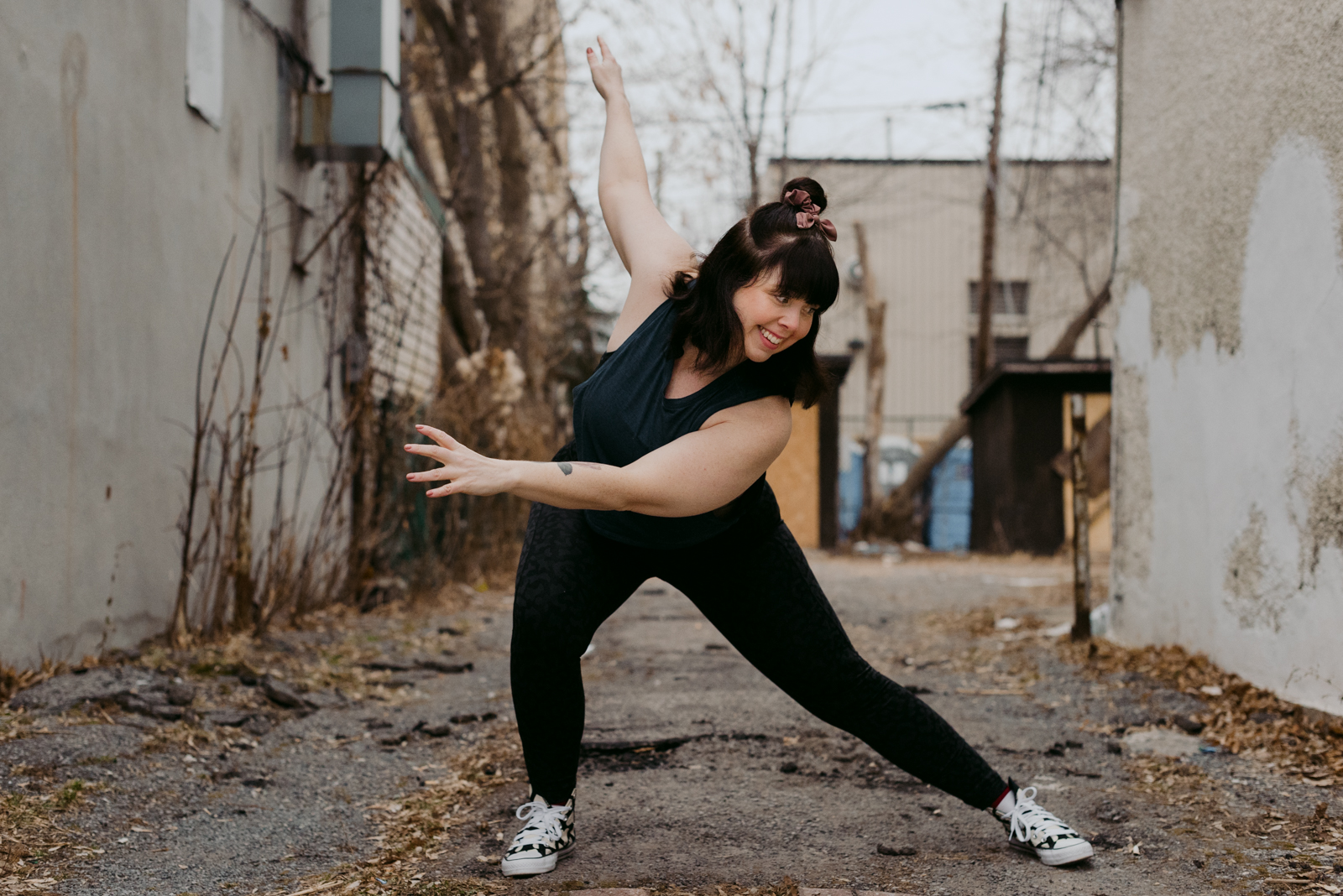 ottawa yoga teacher dancing in an alley in Ottawa