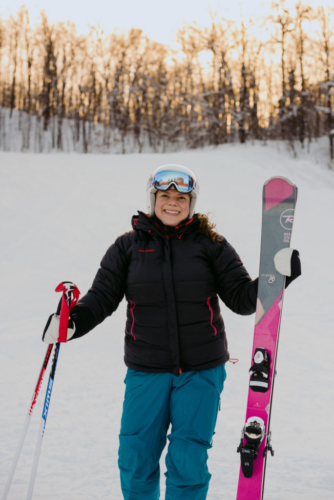 Real estate agent Daria Kark standing at the bottom of Camp Fortune ski hill