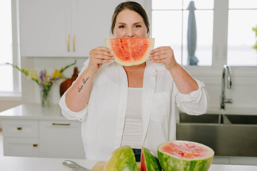 nutritionist with a watermelon slice as a smile